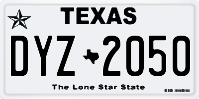 TX license plate DYZ2050