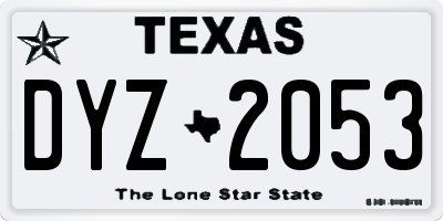 TX license plate DYZ2053