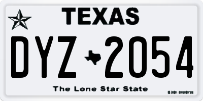 TX license plate DYZ2054