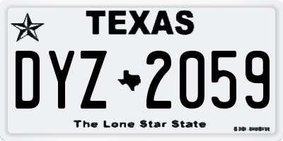 TX license plate DYZ2059