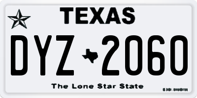 TX license plate DYZ2060