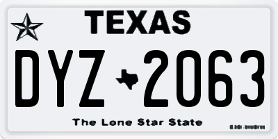TX license plate DYZ2063