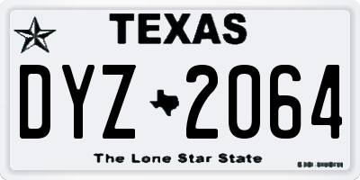 TX license plate DYZ2064