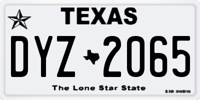 TX license plate DYZ2065