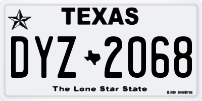 TX license plate DYZ2068