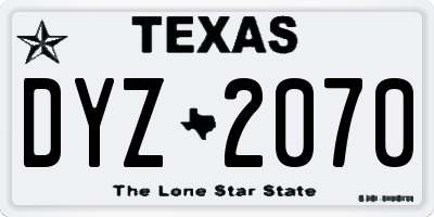 TX license plate DYZ2070