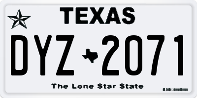 TX license plate DYZ2071
