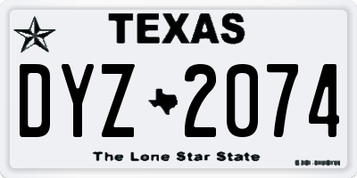 TX license plate DYZ2074