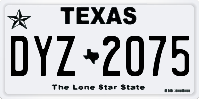 TX license plate DYZ2075