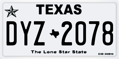 TX license plate DYZ2078