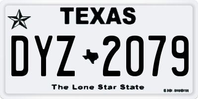TX license plate DYZ2079