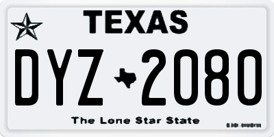 TX license plate DYZ2080