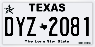 TX license plate DYZ2081