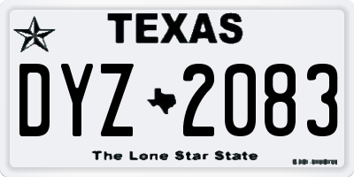 TX license plate DYZ2083
