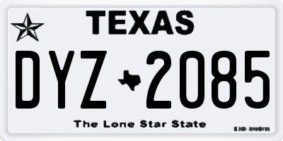 TX license plate DYZ2085