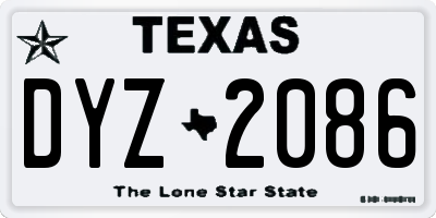 TX license plate DYZ2086