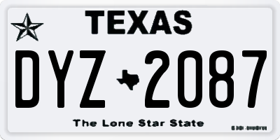 TX license plate DYZ2087