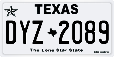 TX license plate DYZ2089