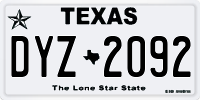 TX license plate DYZ2092
