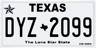 TX license plate DYZ2099