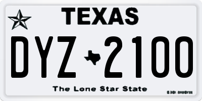 TX license plate DYZ2100