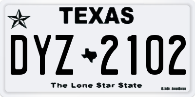 TX license plate DYZ2102