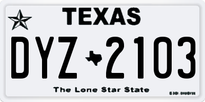 TX license plate DYZ2103