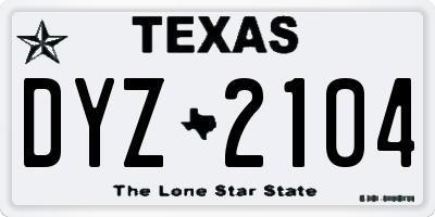 TX license plate DYZ2104