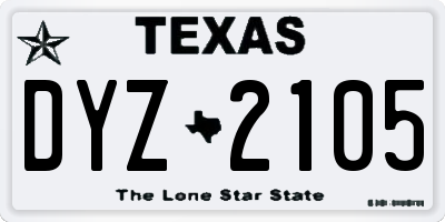 TX license plate DYZ2105