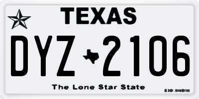 TX license plate DYZ2106