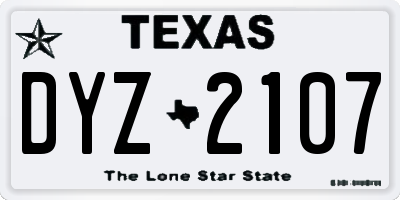 TX license plate DYZ2107