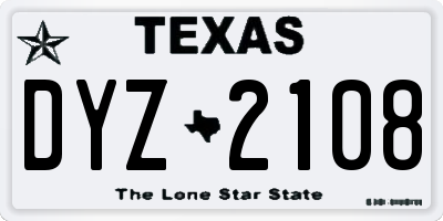 TX license plate DYZ2108