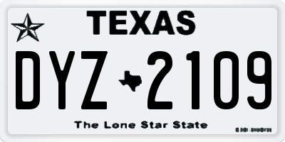 TX license plate DYZ2109