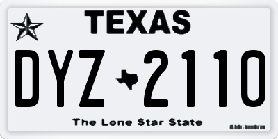 TX license plate DYZ2110
