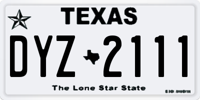 TX license plate DYZ2111