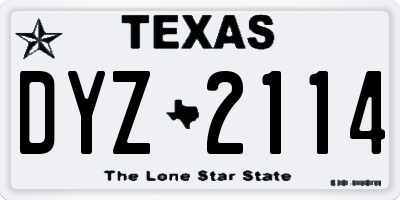 TX license plate DYZ2114