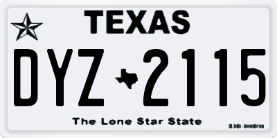 TX license plate DYZ2115