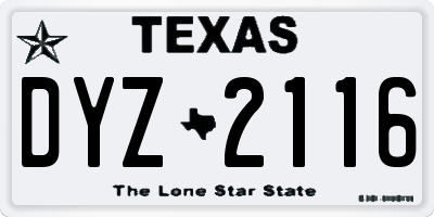 TX license plate DYZ2116