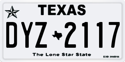 TX license plate DYZ2117