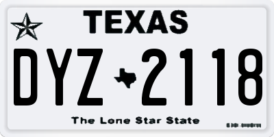 TX license plate DYZ2118