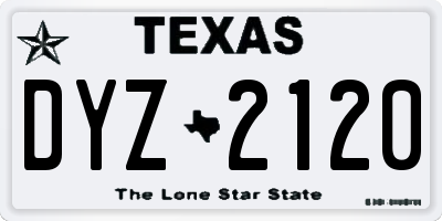 TX license plate DYZ2120