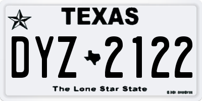 TX license plate DYZ2122