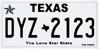 TX license plate DYZ2123