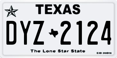 TX license plate DYZ2124
