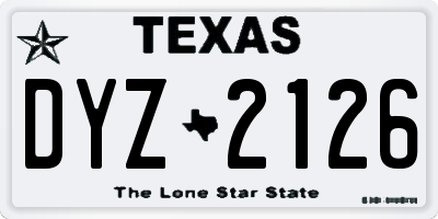 TX license plate DYZ2126