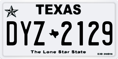 TX license plate DYZ2129
