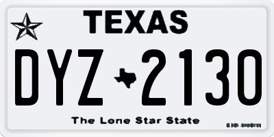 TX license plate DYZ2130