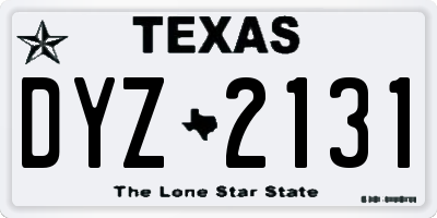 TX license plate DYZ2131