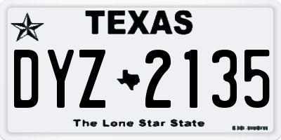 TX license plate DYZ2135