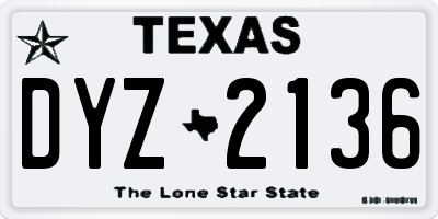 TX license plate DYZ2136